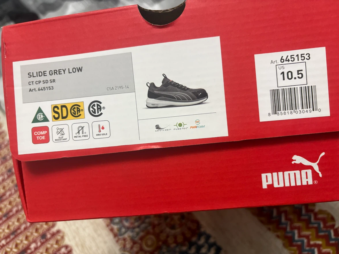 Puma Safety Shoes - Grey, Size 10.5