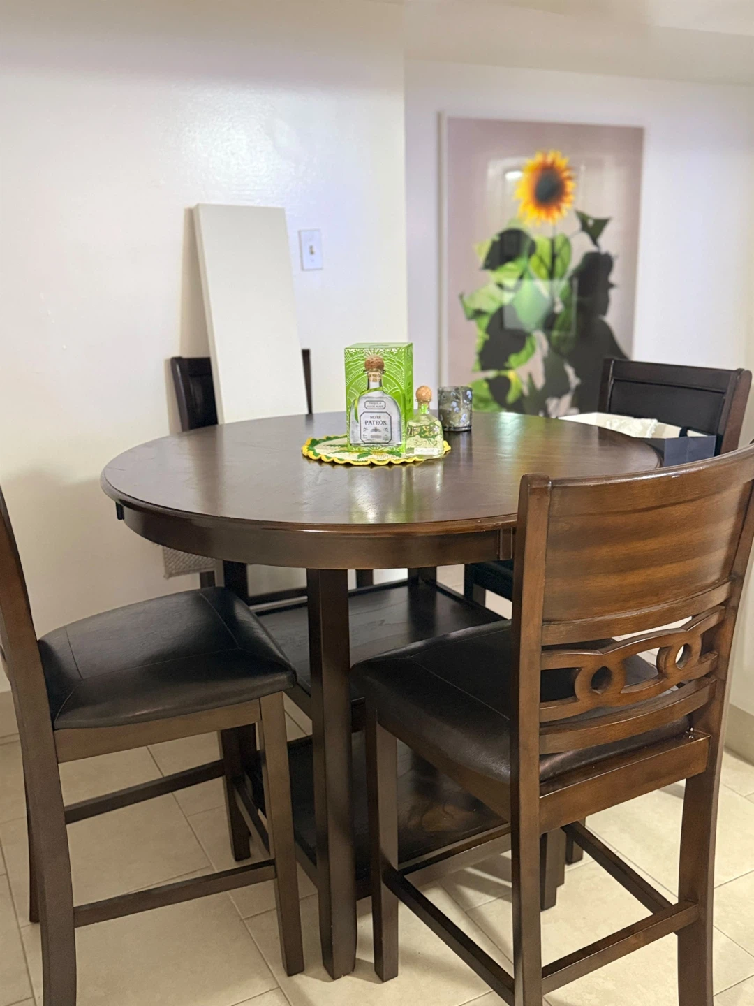 Round Wooden Dining Table with 4 Chairs