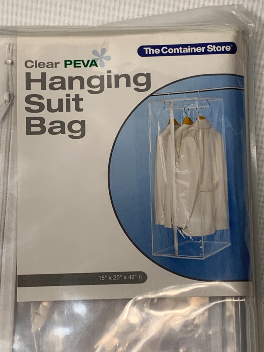 Set of 2 The Container Store Clear PEVA Hanging Suit Bag
