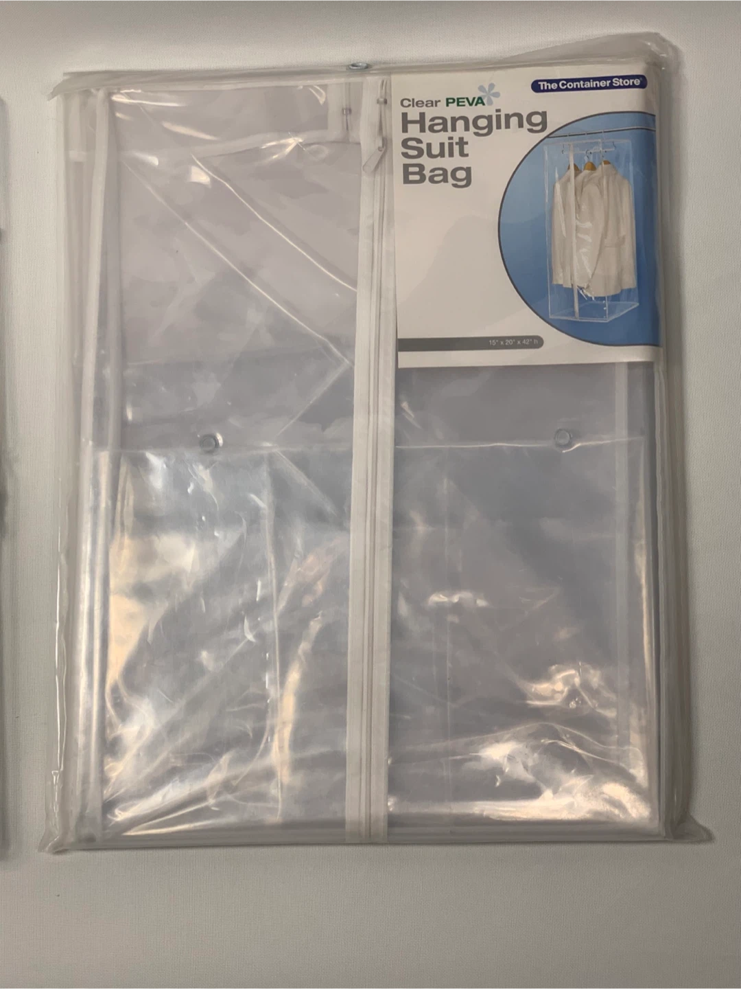 Set of 2 The Container Store Clear PEVA Hanging Suit Bag - photo 2