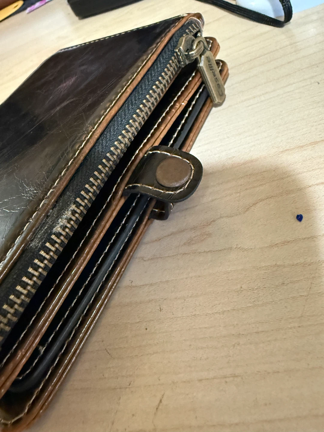Dark Brown Leather Wristlet Wallet great leather - photo 3