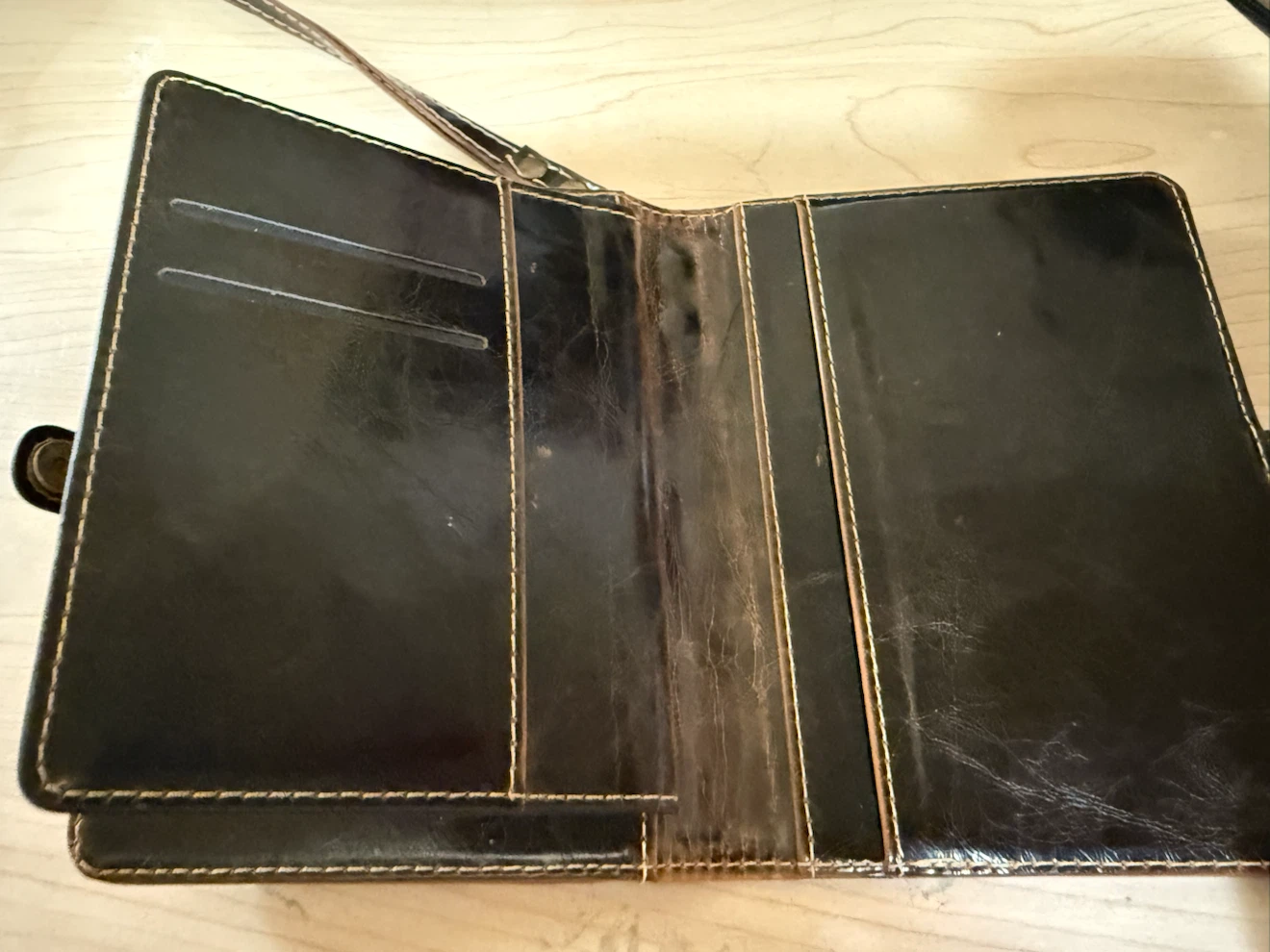 Dark Brown Leather Wristlet Wallet great leather - photo 4
