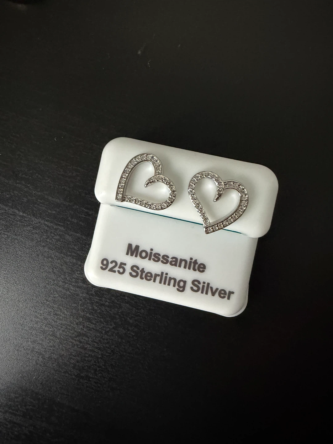 Moissanite Heart Earrings 925 Sterling Silver - photo 2