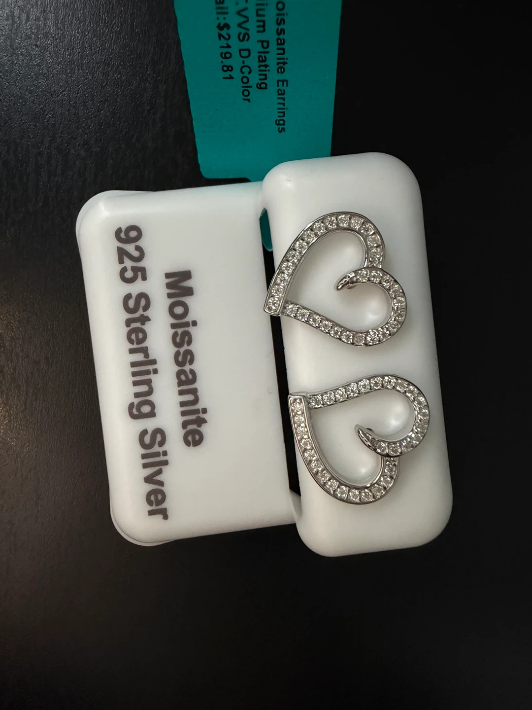 Moissanite Heart Earrings 925 Sterling Silver - photo 3