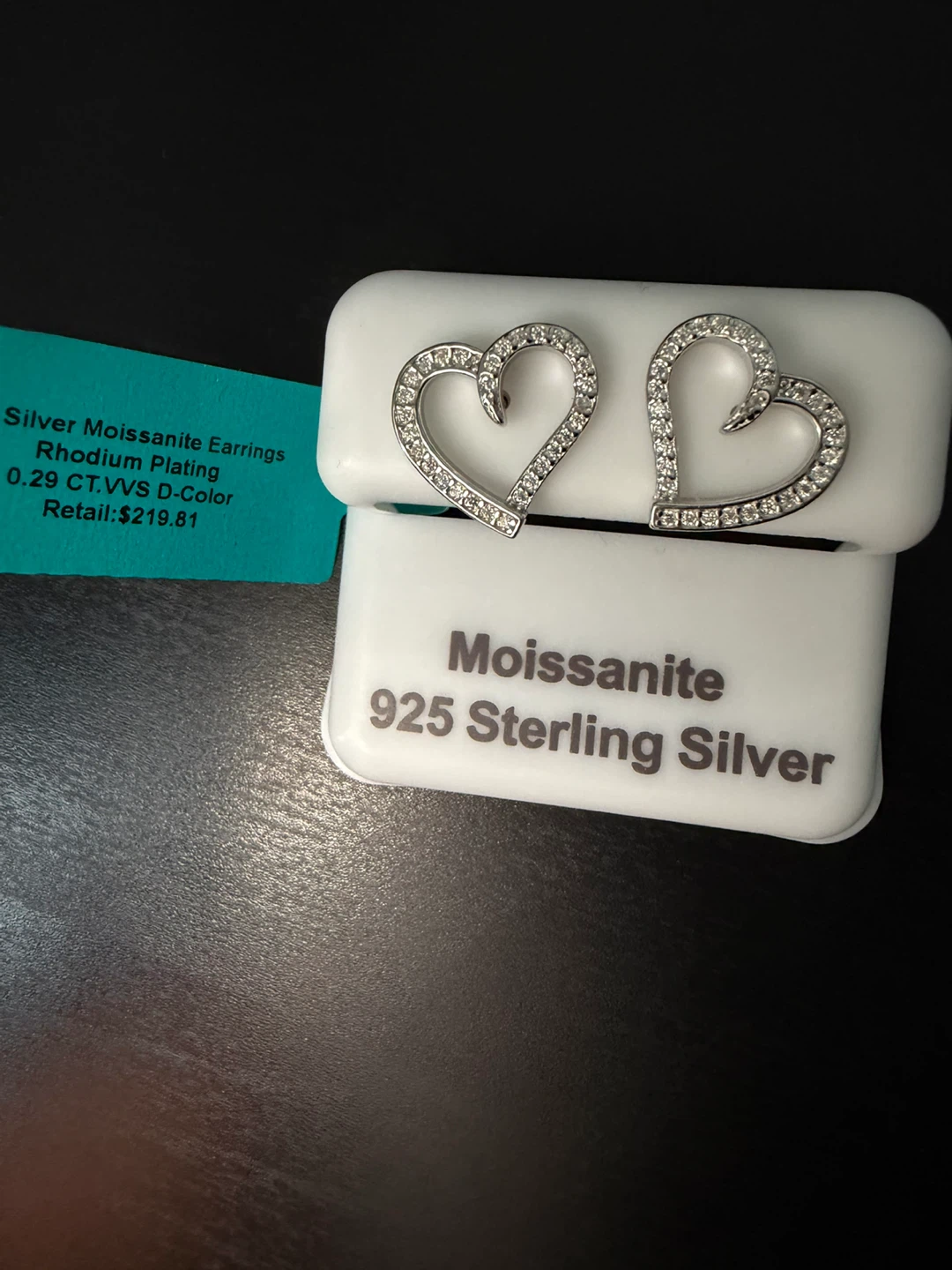 Moissanite Heart Earrings 925 Sterling Silver - photo 4