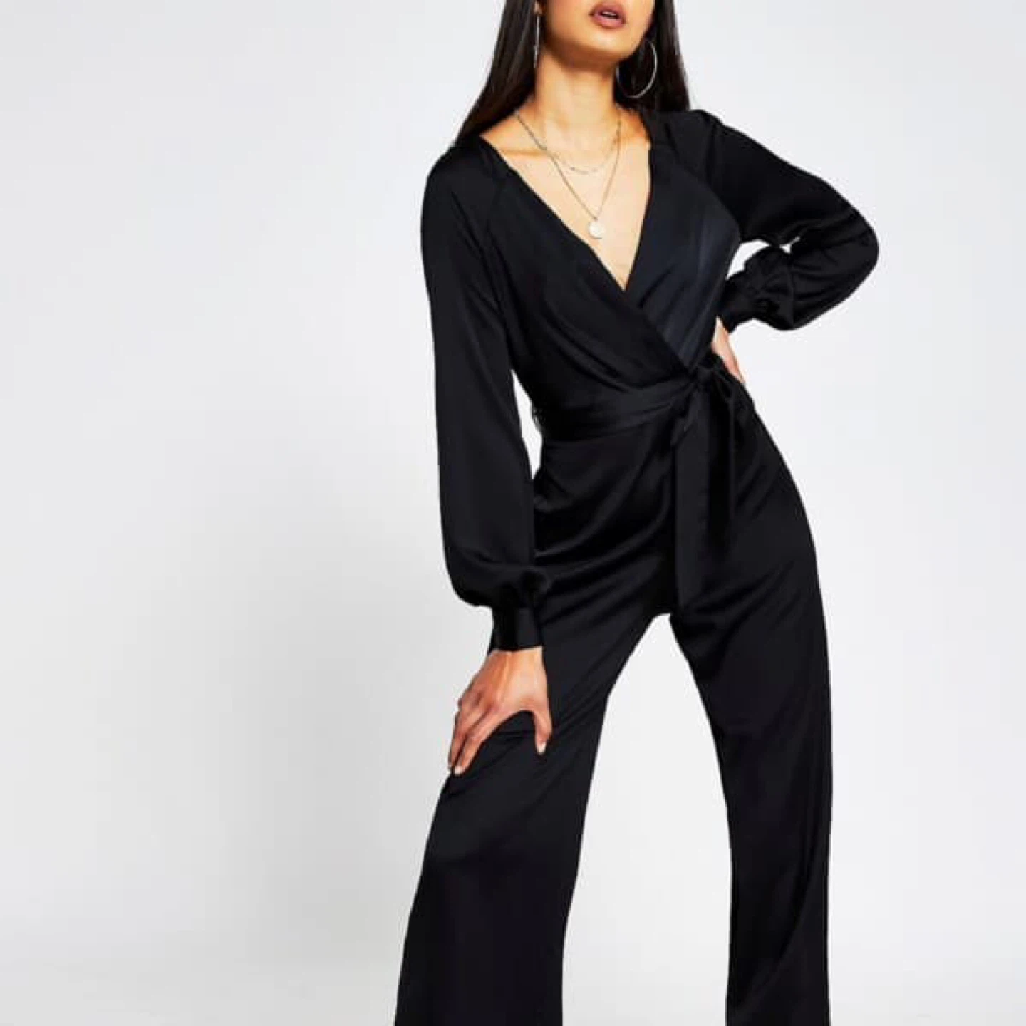 River Island Black Satin Jumpsuit - photo 2