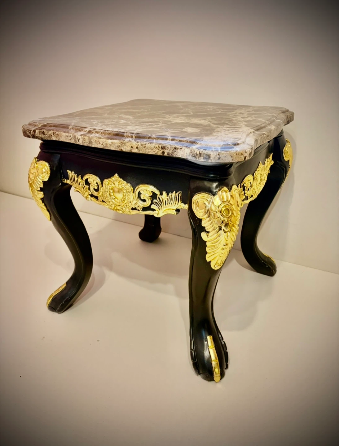 Baroque Style Side Table with Faux Marble Top - photo 2