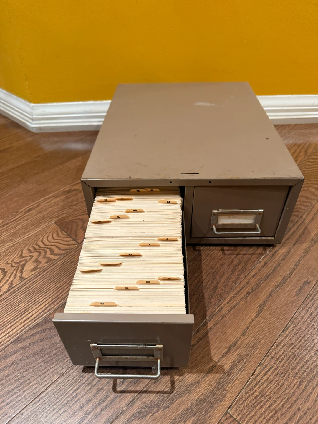 Metal Industrial Double Drawer Library Index Card File Cabinet - photo 2