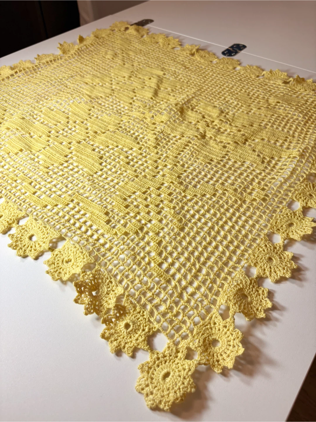 Vintage Yellow Crocheted Table Topper