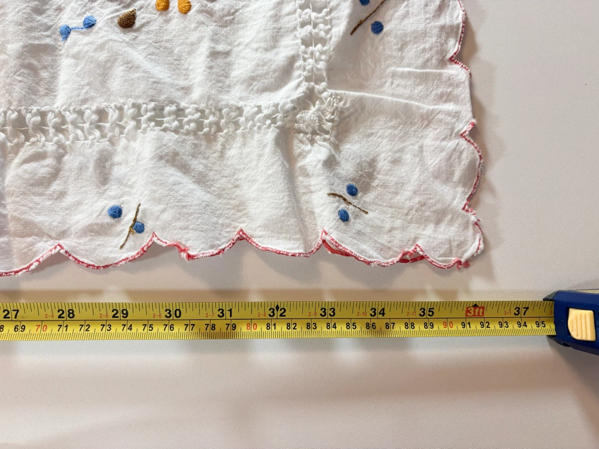 Vintage Embroidered White Cotton Tablecloth - photo 5