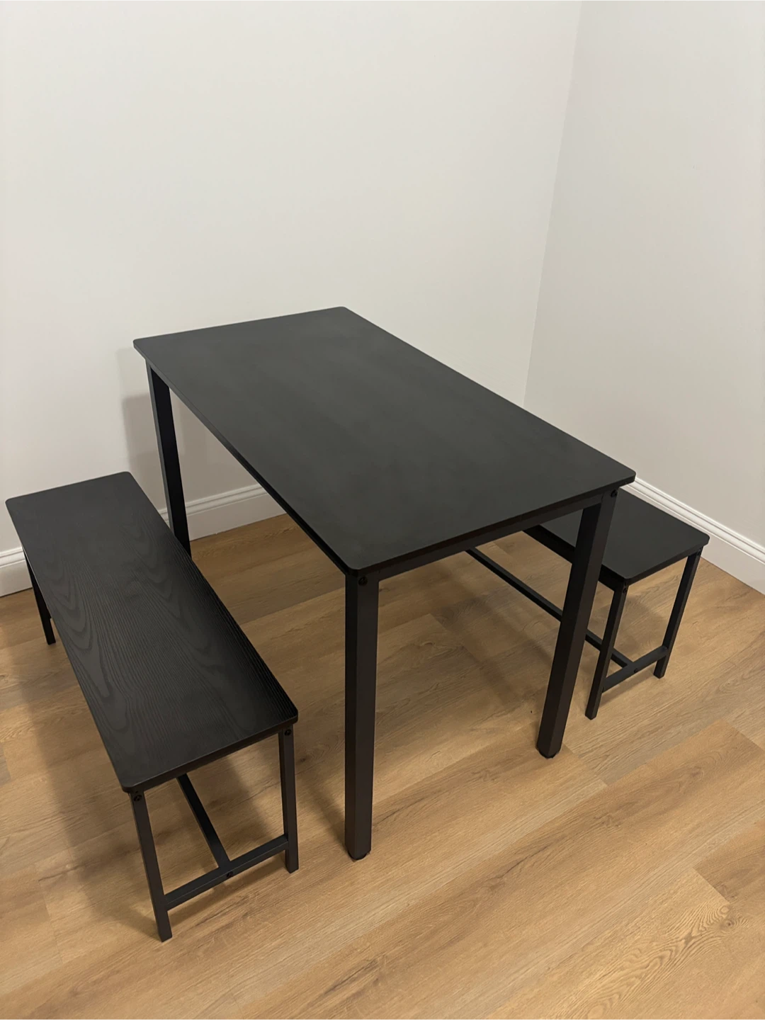 Black Dining Table with Two Benches - photo 4