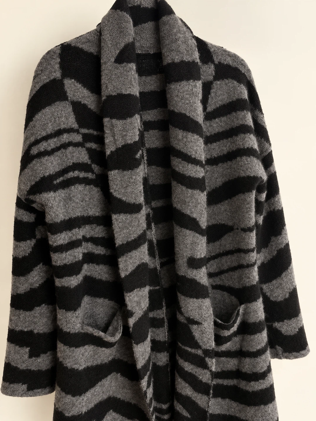 AQUA Black & Grey Longline Cardigan – $45