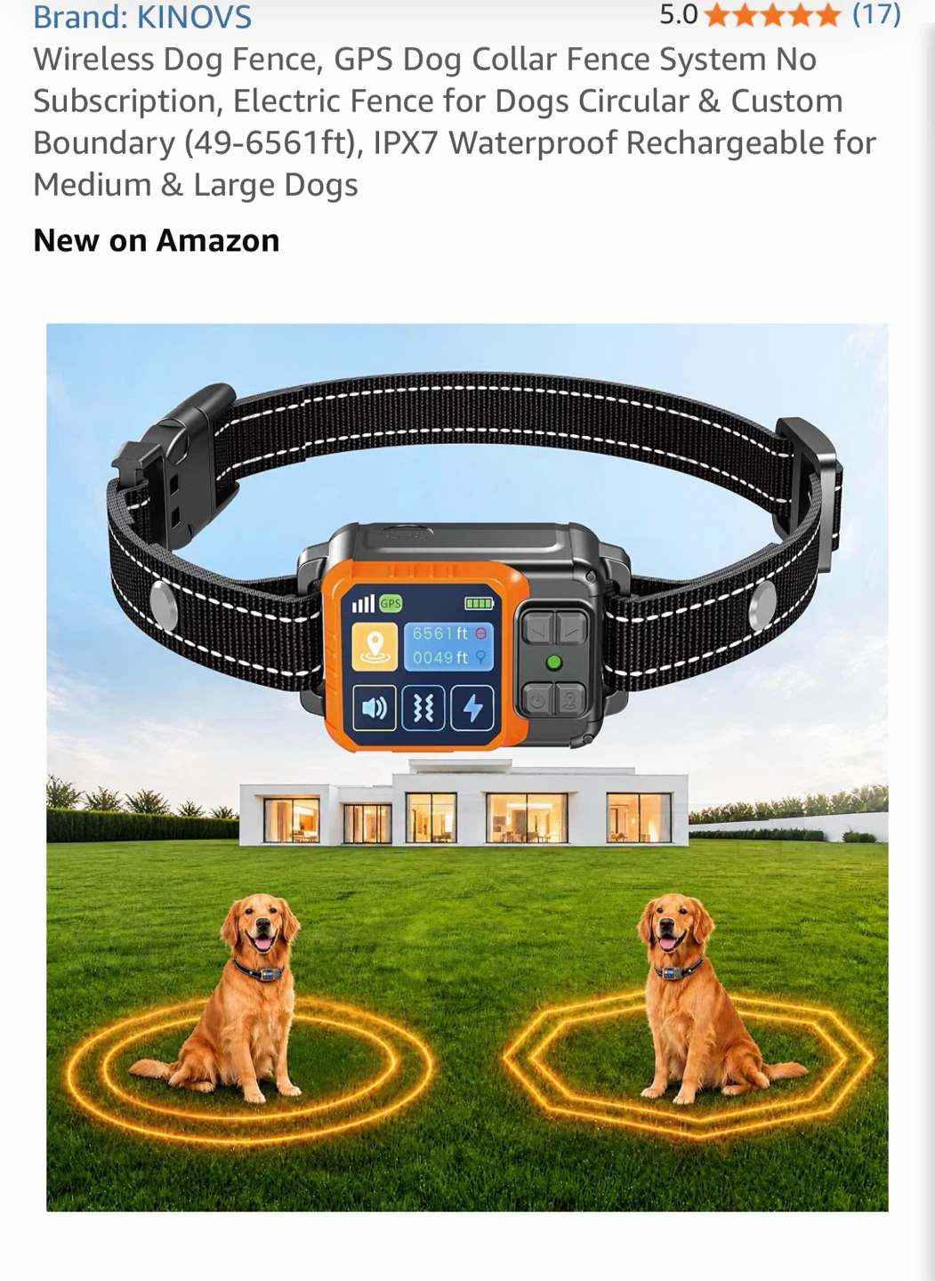 KINOVS Wireless GPS Dog Fence Collar
