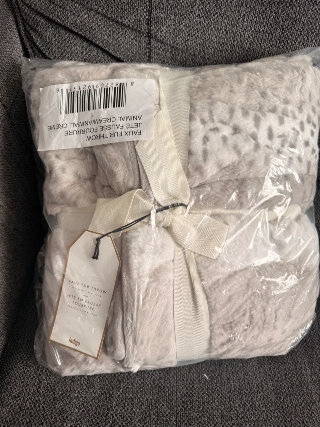 Indigo Faux Fur Throw - Animal Cream