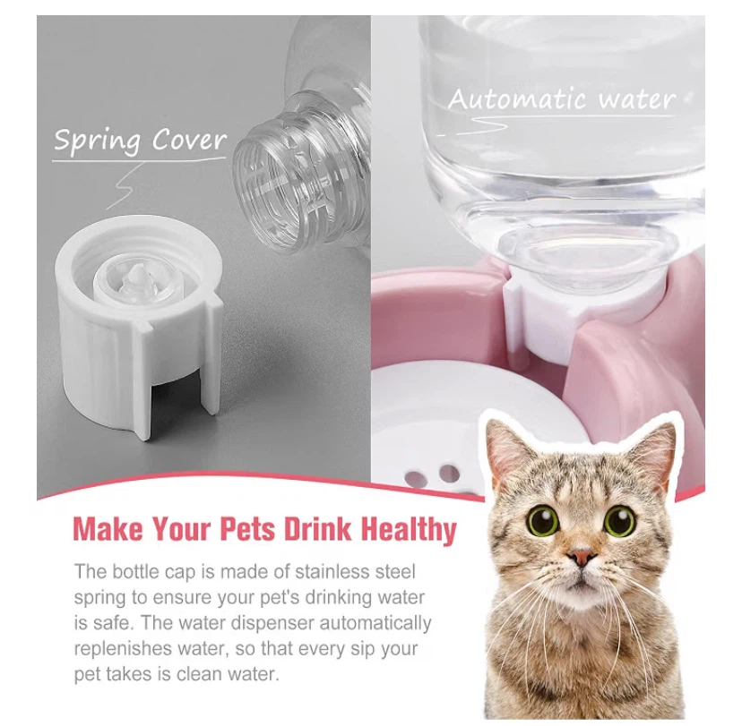 Pink Pet Food and Water Dispenser Bowl Set - photo 4