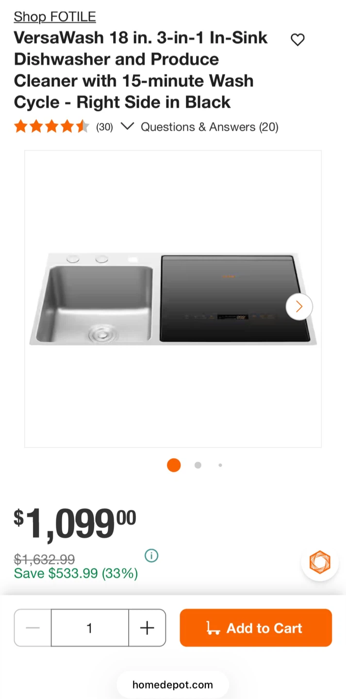 FOTILE VersaWash 18 in. 3-in-1 In-Sink Dishwasher