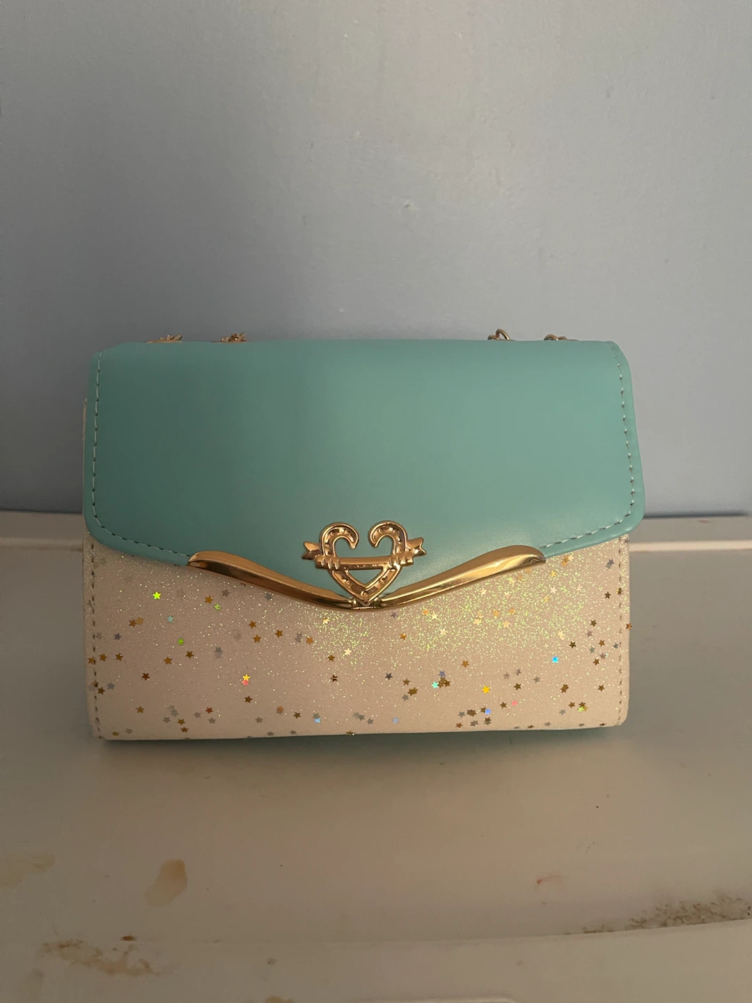 Teal and glitter star handbag