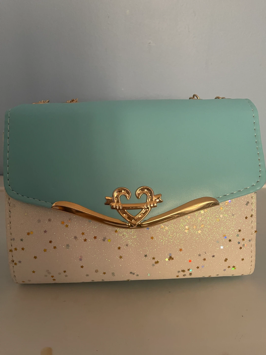 Teal and glitter star handbag - photo 2