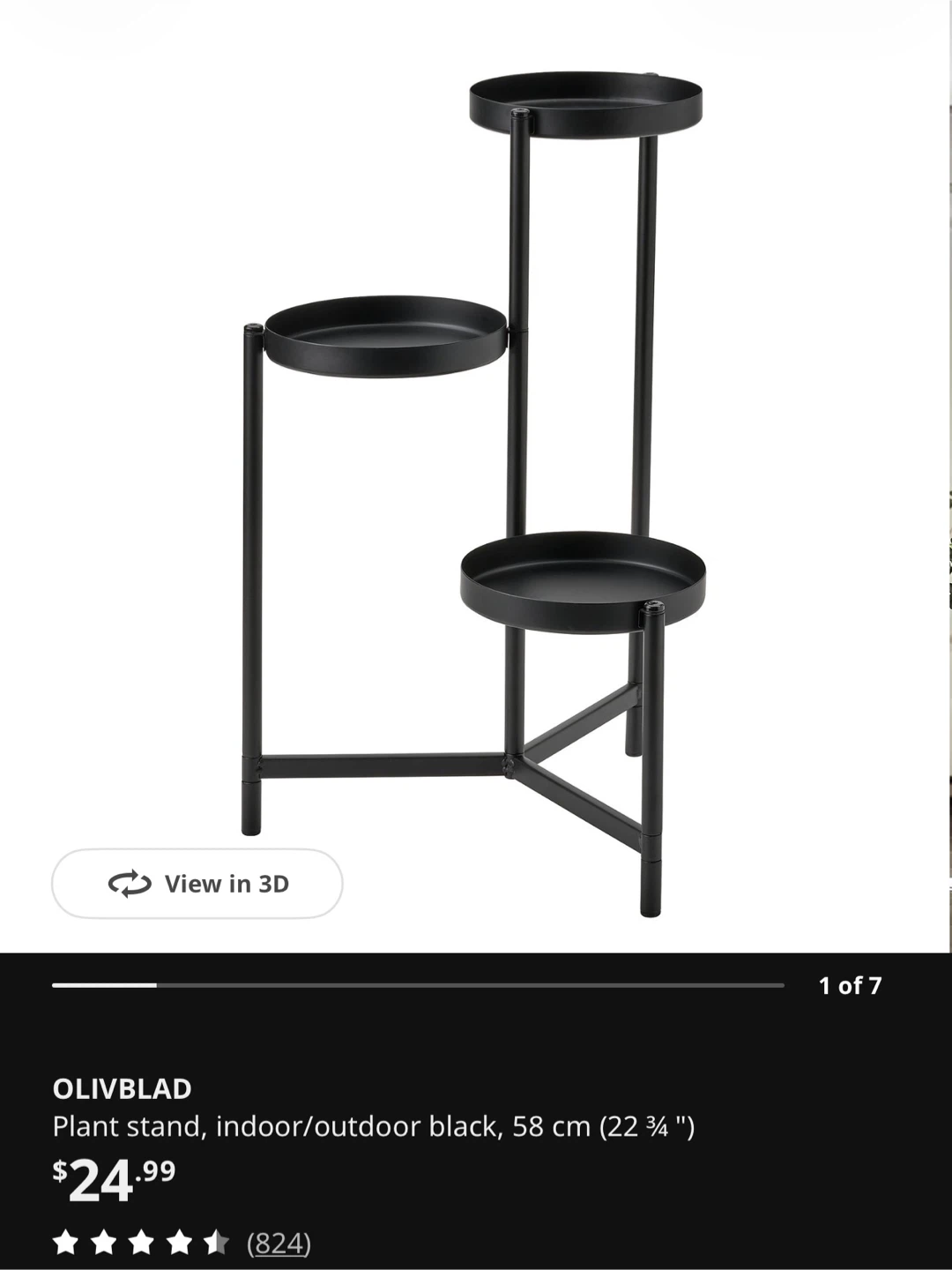 IKEA OLIVBLAD Plant Stand Black - photo 2