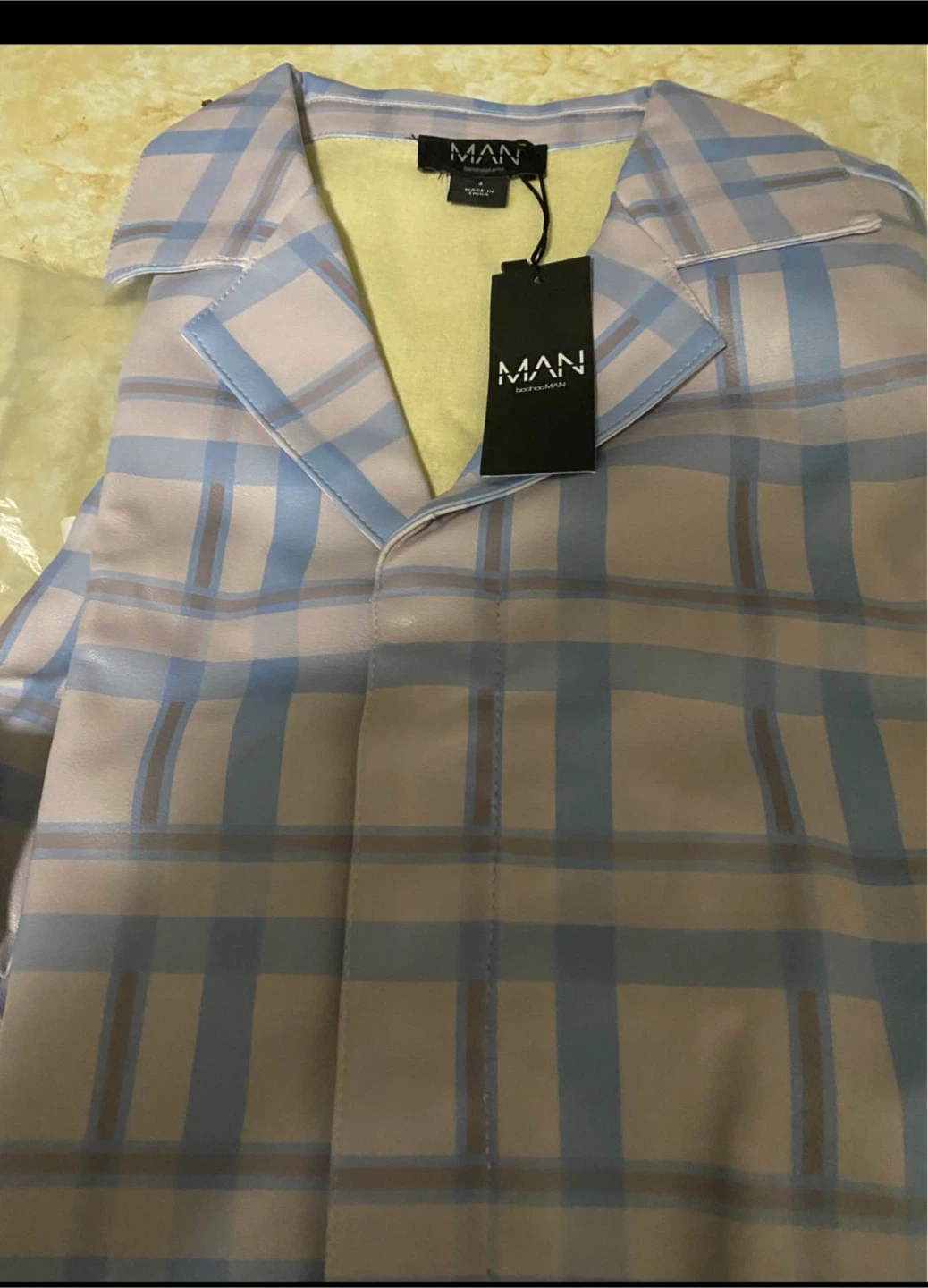BoohooMAN Plaid leather shirt