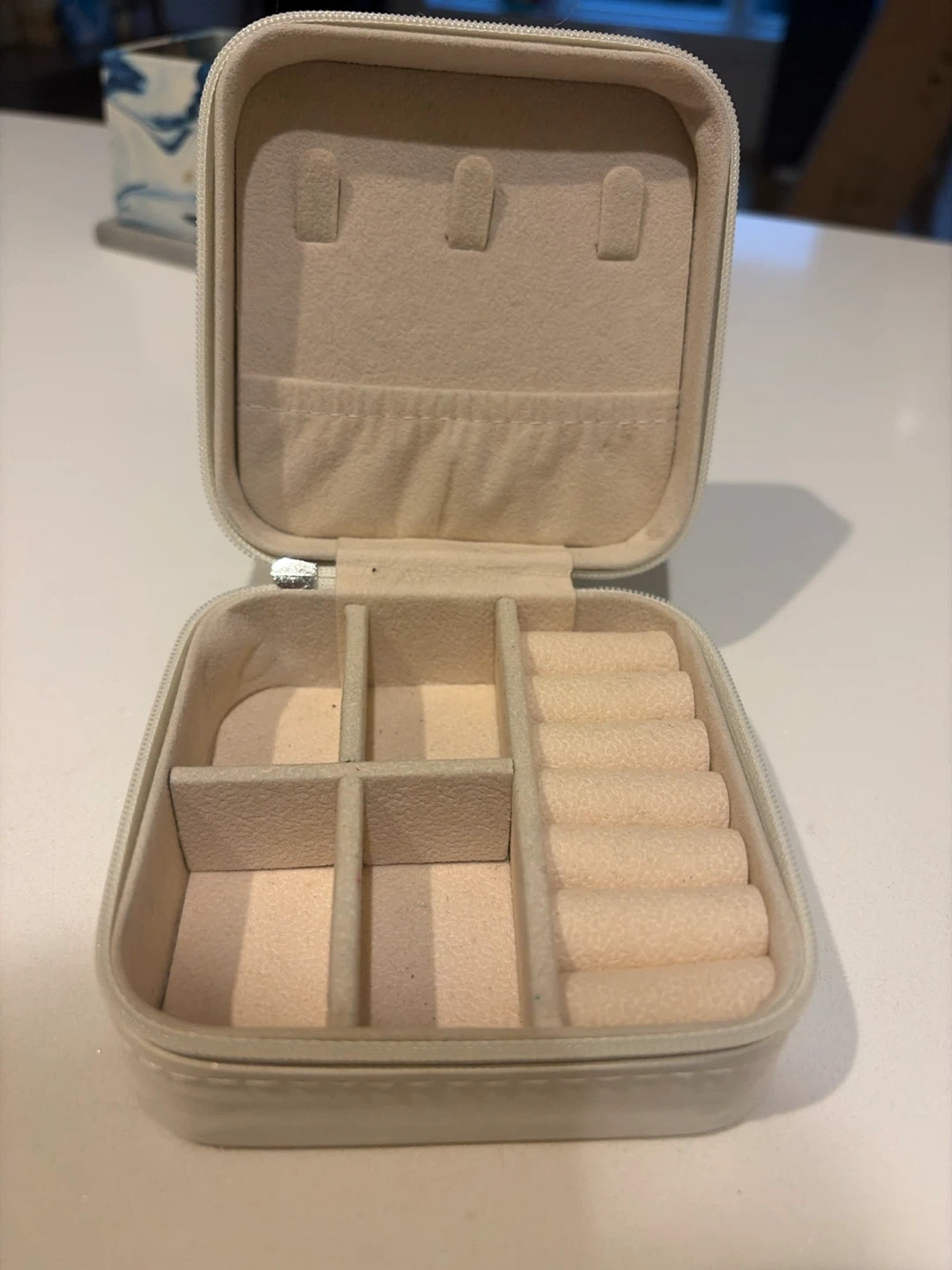 Small Off-White Travel Jewelry Case