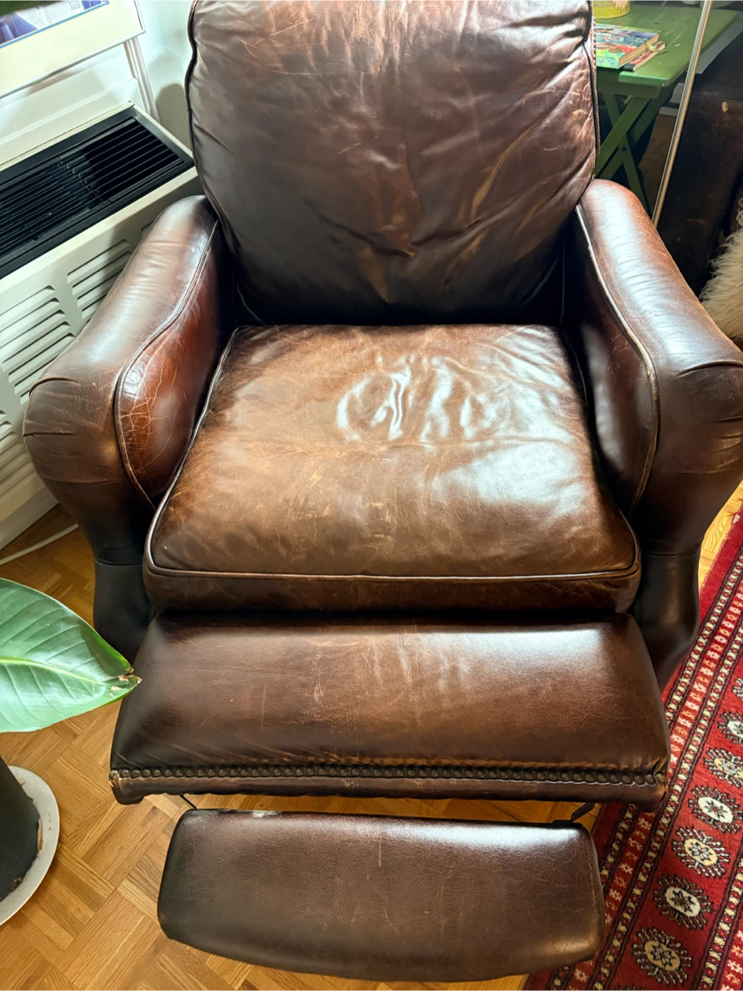 Brown Leather Recliner Armchair