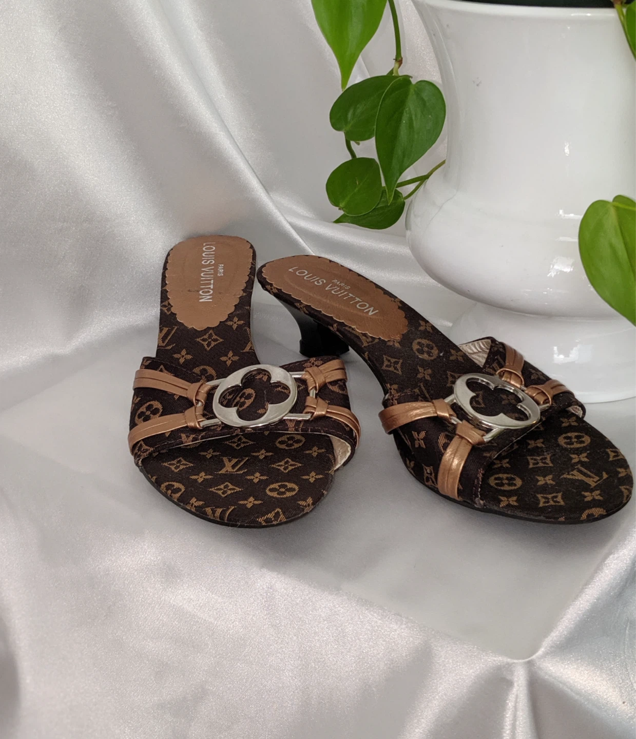 Vintage Louis Vuitton Monogram Kitten Heel Mule