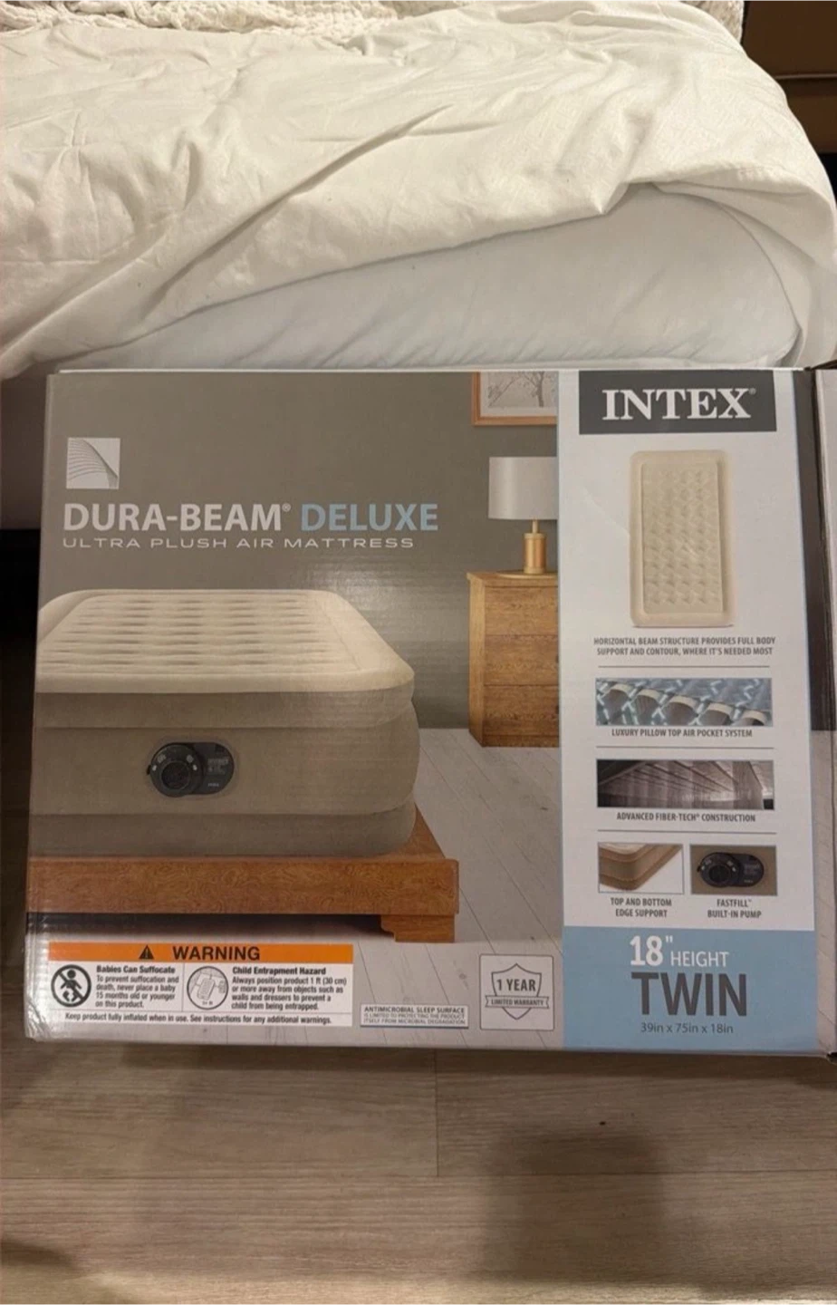 Intex Dura-Beam Deluxe Ultra Plush Air Mattress Twin
