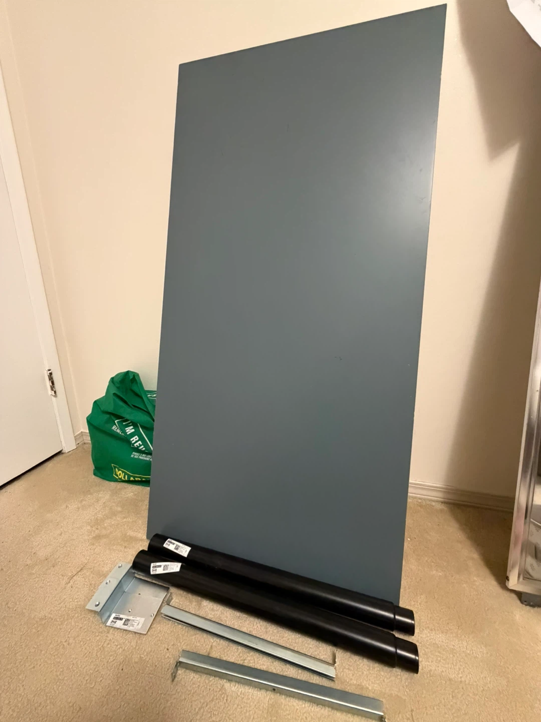 IKEA LAGKAPTEN Desk + 2 OLOV Adjustable Legs - Grey/Turquoise