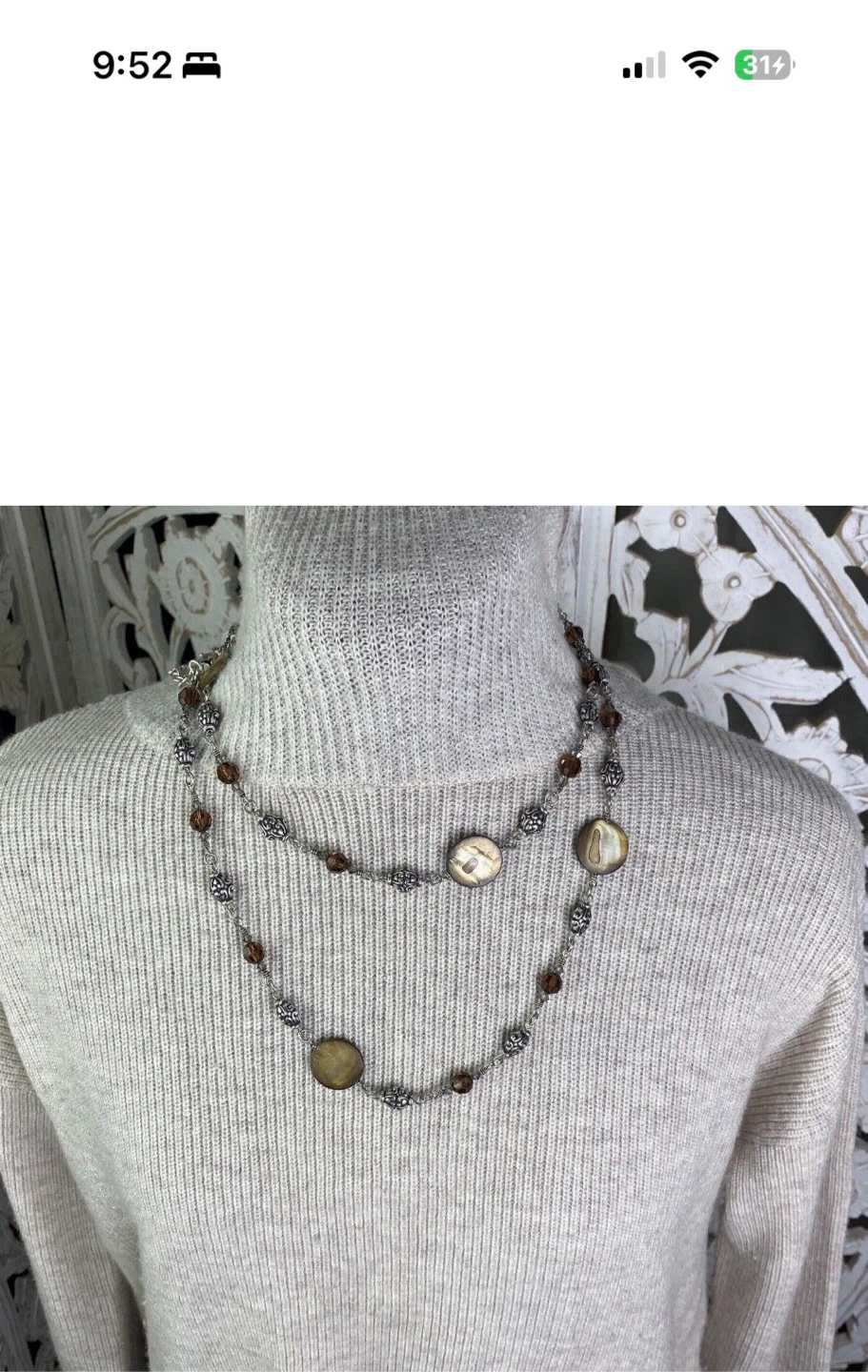 Brighton UTOPIA Long Mother Pearl Crystal Silver Beads Necklace - photo 4