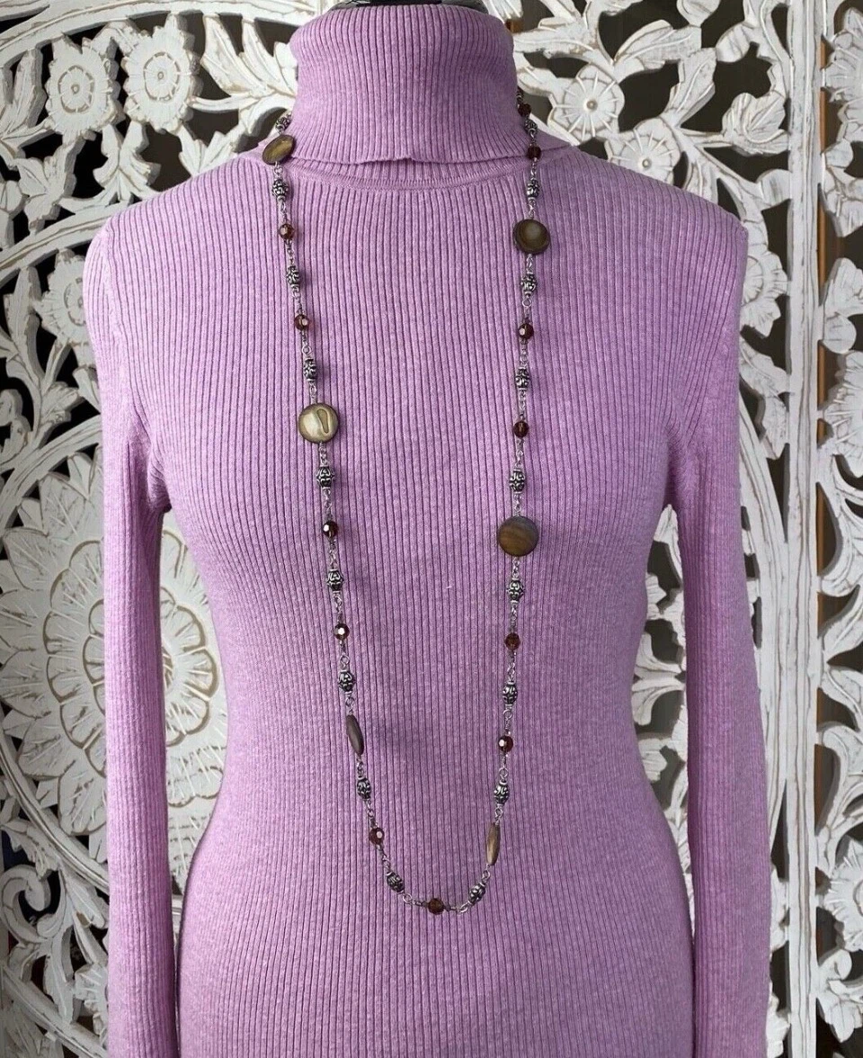 Brighton UTOPIA Long Mother Pearl Crystal Silver Beads Necklace - photo 5