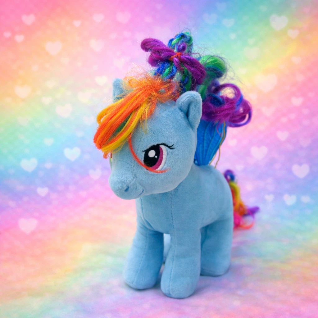 Blue Pony Plush Toy with Colourful Rainbow Mane - photo 2