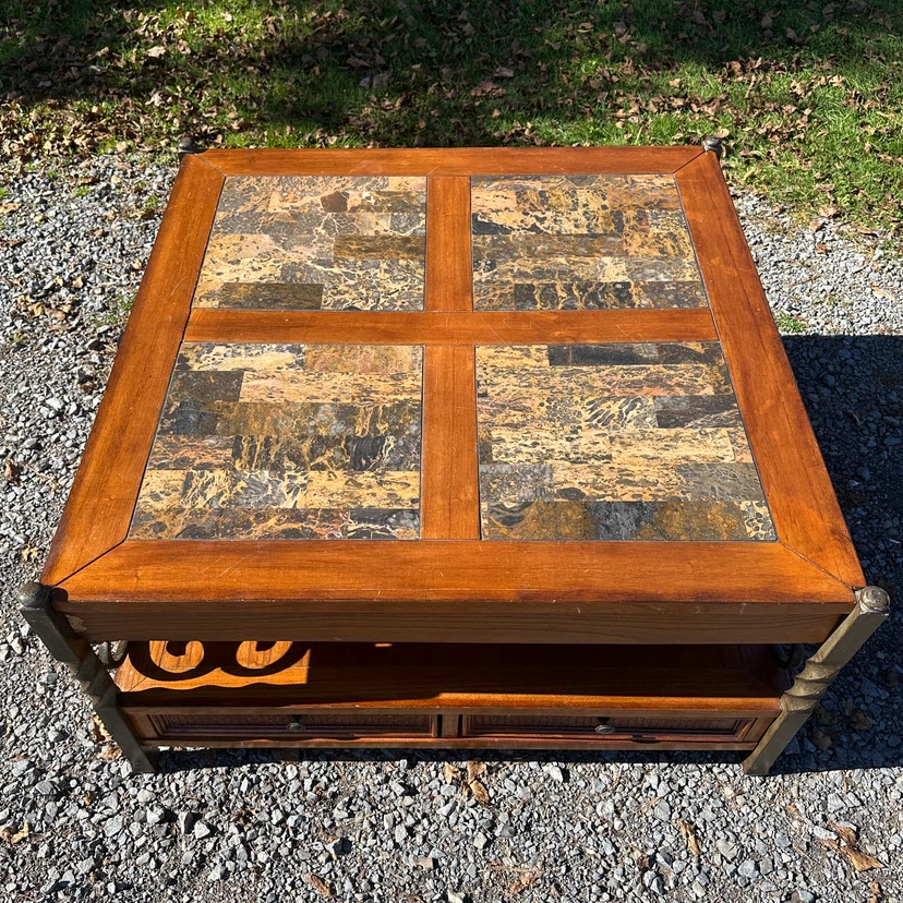Riverside Medley Stone & Wood Coffee Table (CAN DELIVER)