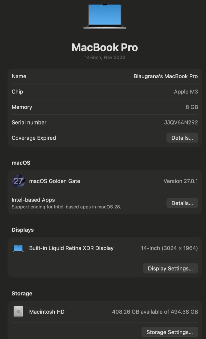 MacBook Pro 14” M3 (Late 2023) – 8GB RAM / 512GB SSD - photo 2