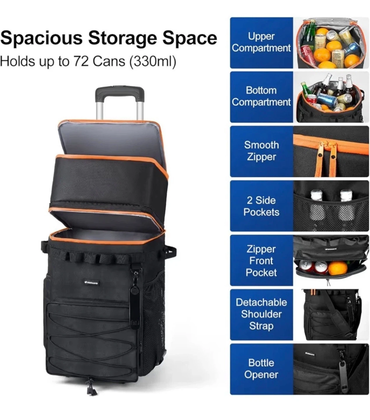 72 Can Soft Cooler with Wheels Collapsible Ice Chest - photo 2