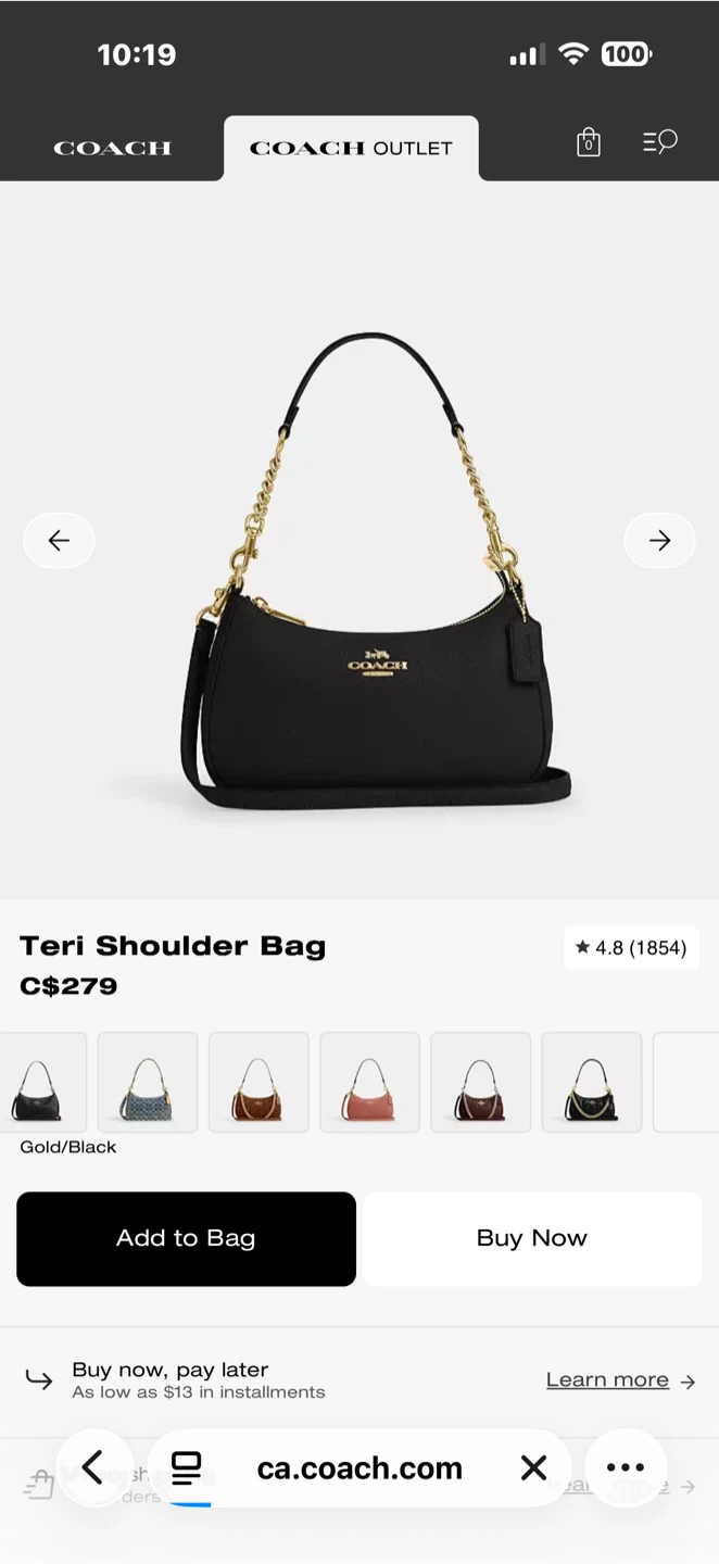 BRAND NEW Coach Teri Shoulder Bag - Black