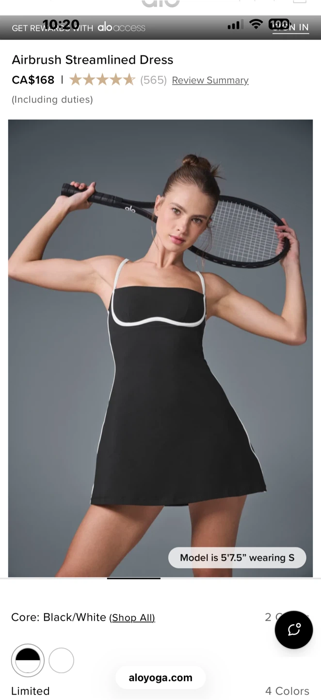 BRAND NEW Alo Yoga Airbrush Streamlined Dress Black/White