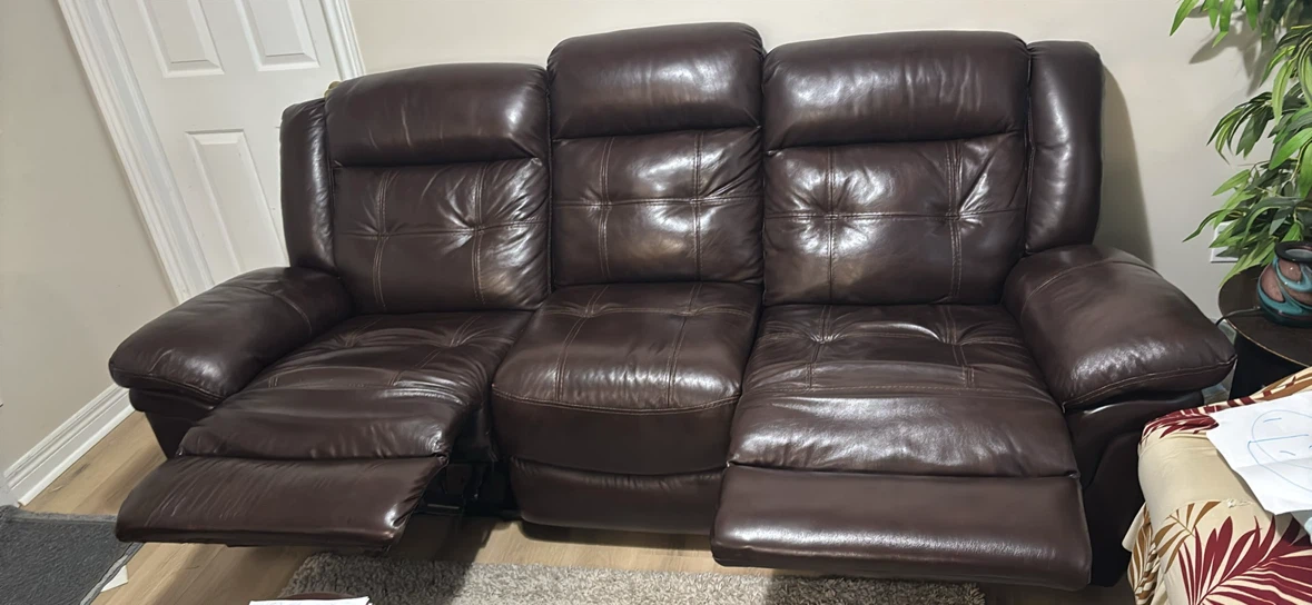 Dark Brown Three-Seater Reclining Sofa