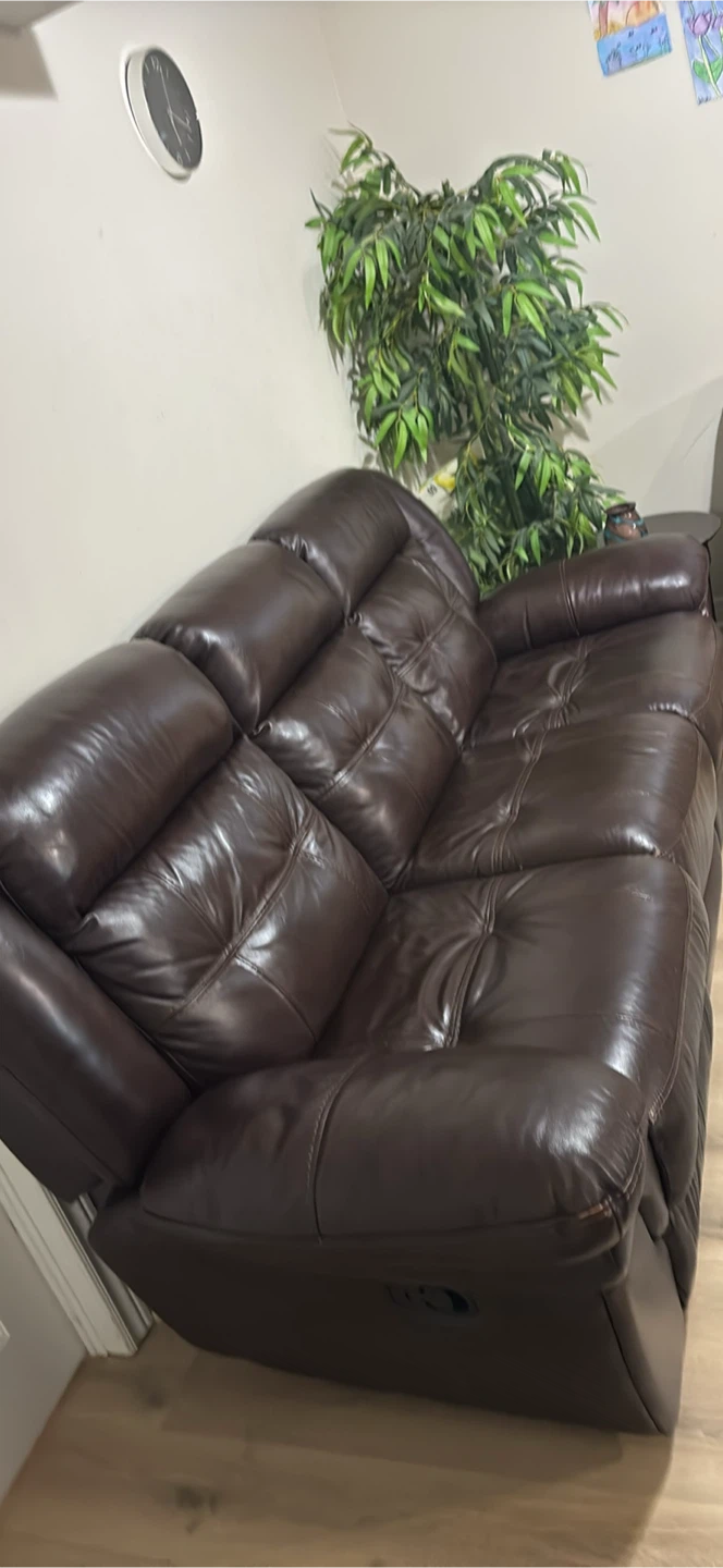 Dark Brown Three-Seater Reclining Sofa - photo 3