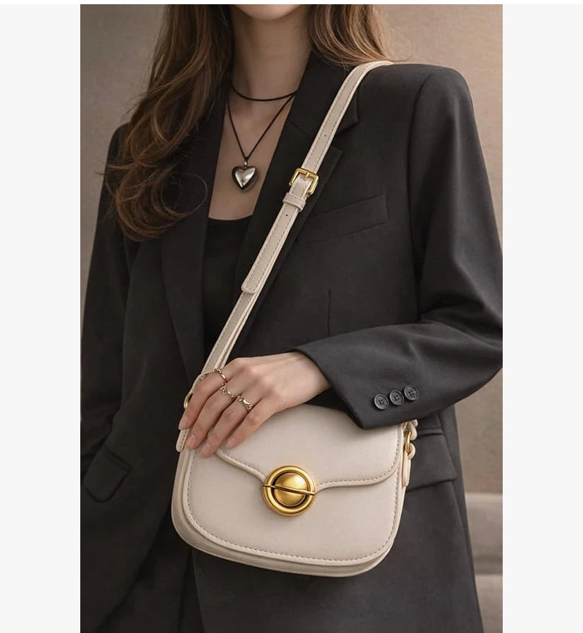 Small Cream Shoulder Bag with Gold-Tone Hardware - photo 2