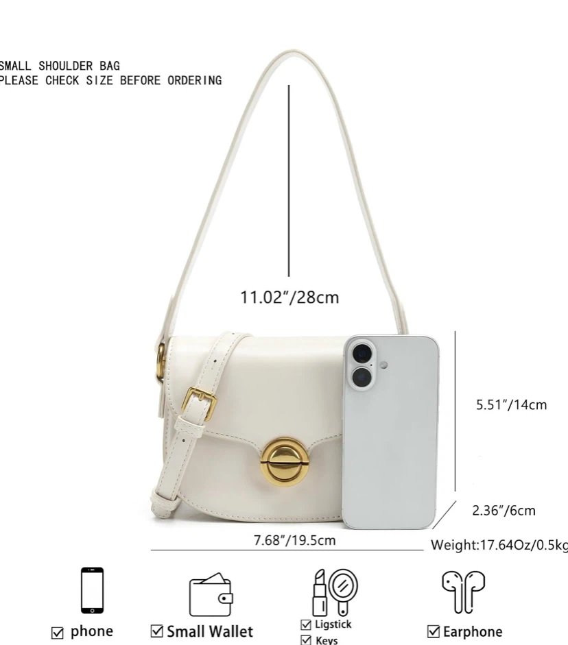 Small Cream Shoulder Bag with Gold-Tone Hardware - photo 5