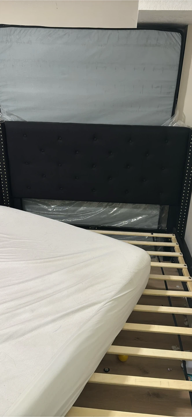 Black Upholstered Bed Frame queen size - photo 2