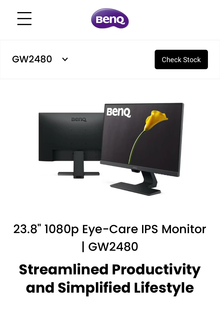 BenQ GW2480 23.8" 1080p Eye-Care IPS Monitor