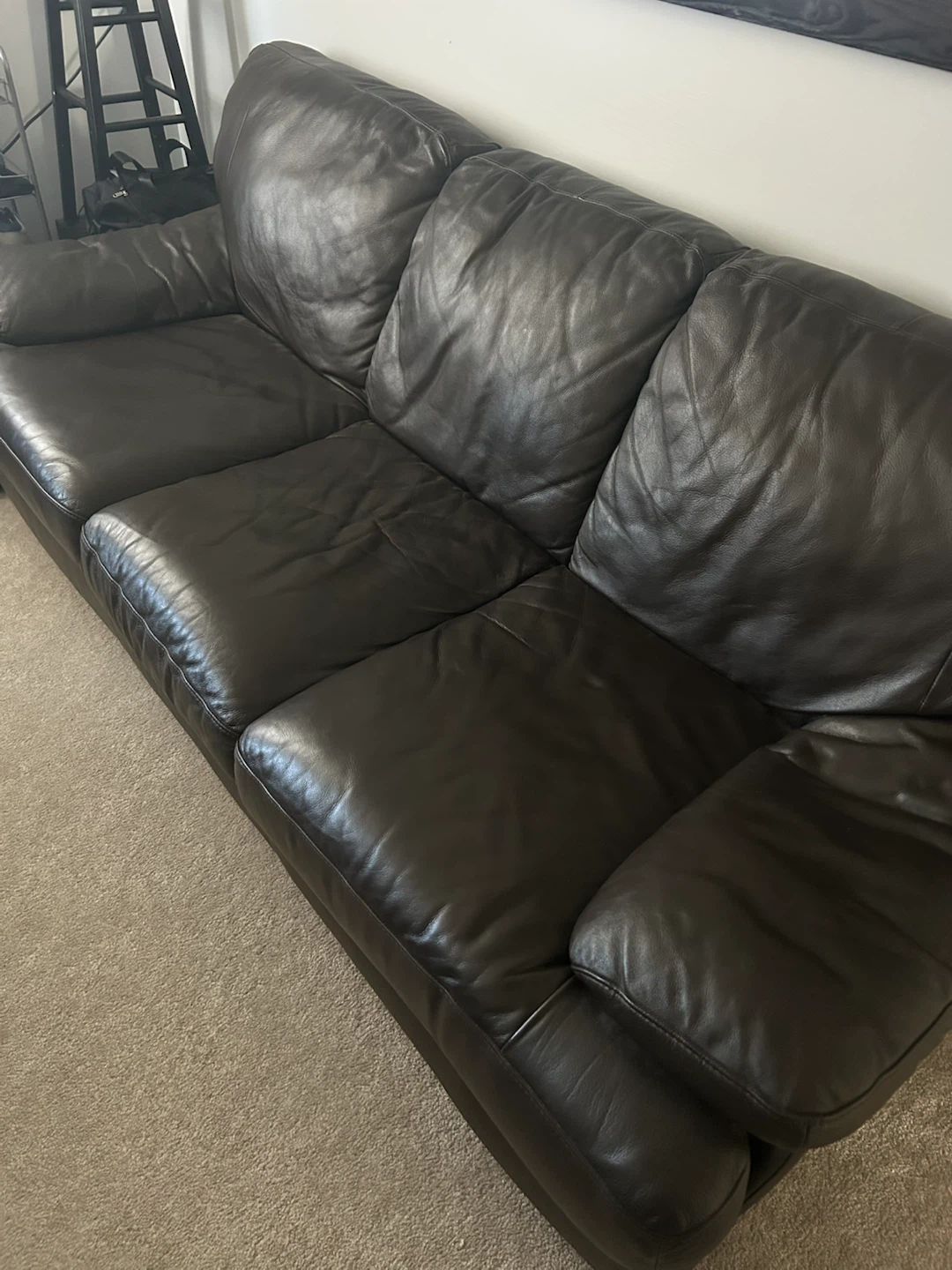 Dark Brown Leather Sofa