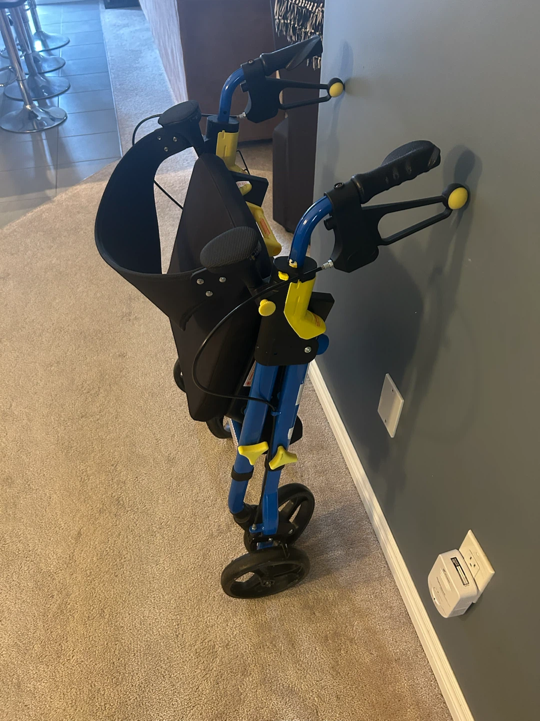 Blue Folding Four-Wheel Walker with Seat - photo 2