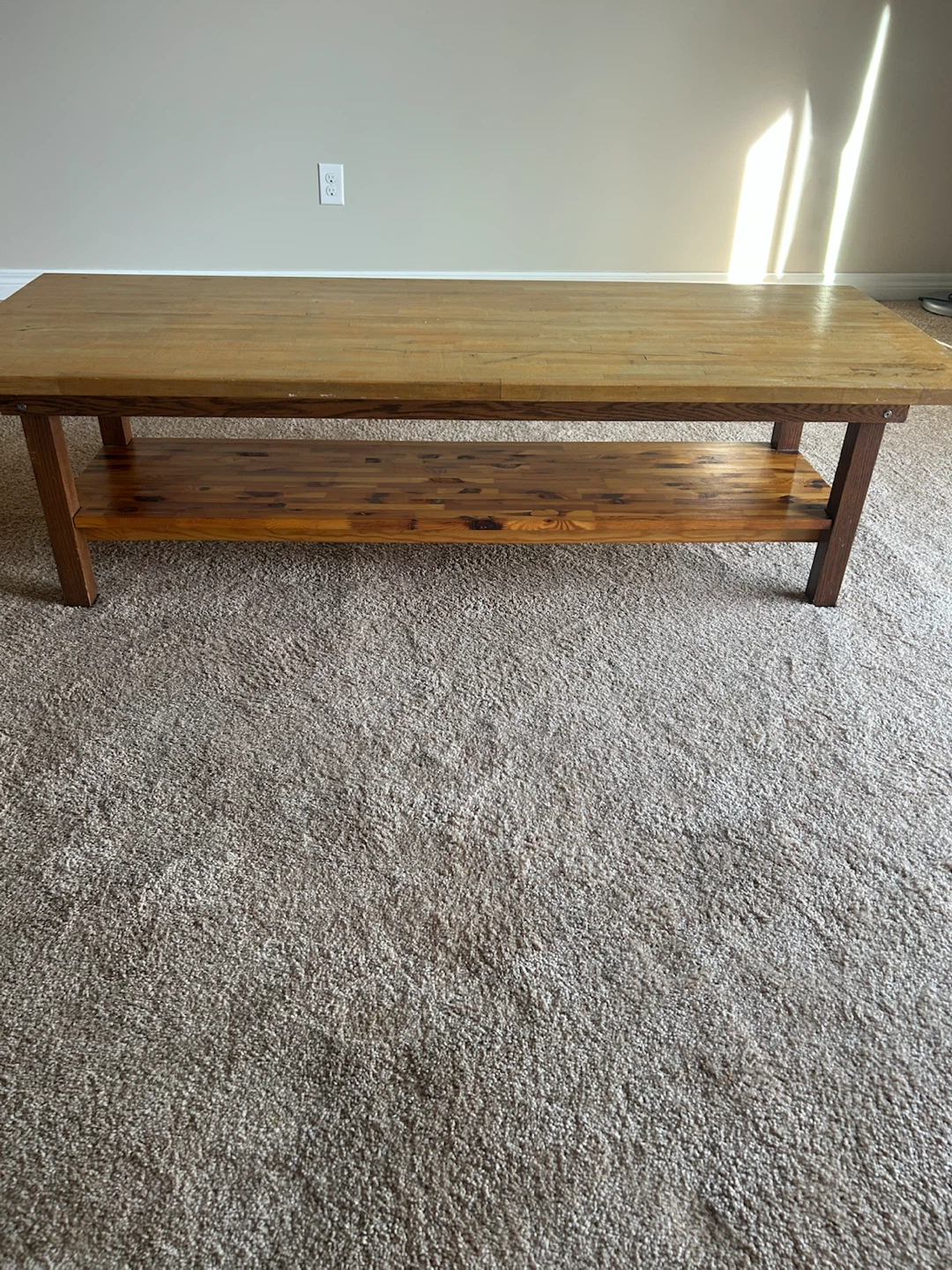 Solid Wood Coffee Table with Shelf