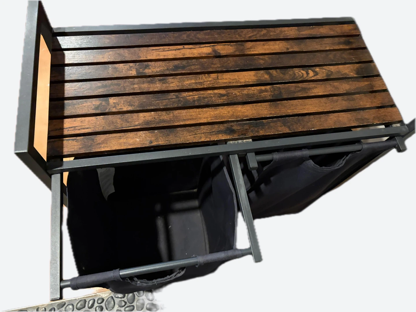Double Laundry Hamper with Wooden Shelf - photo 2