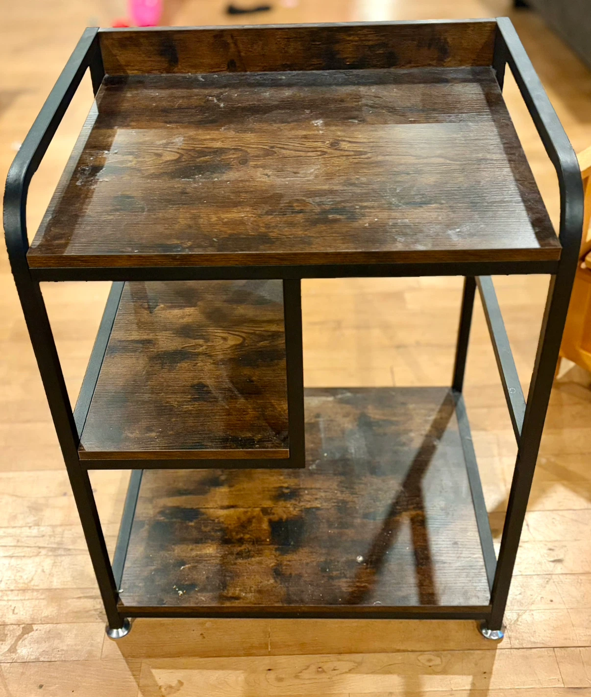 Industrial Style Wood and Metal Printer Table