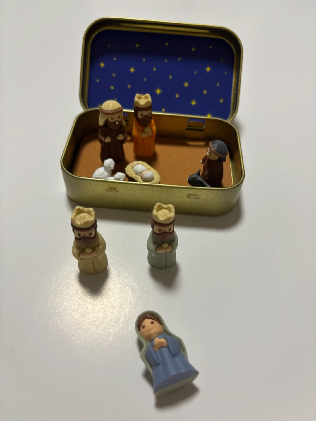 Miniature Nativity Set in Metal Tin - photo 5