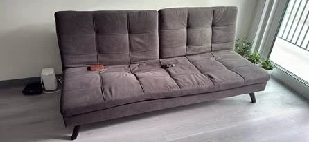 Grey Fabric Futon Sofa Bed